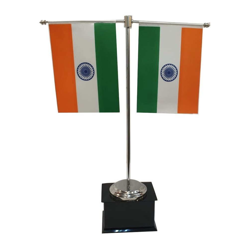 Promotional Indian Flag Black Stand, Size: 12 Inch
