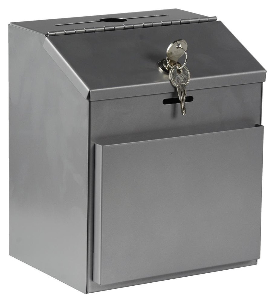 250 Mm Grey Metal Ballot Box