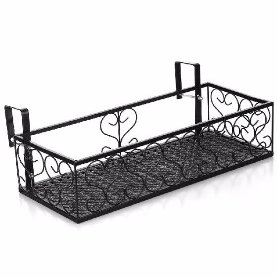 Black Wrought Iron Hanging Planters, Size: 20x5x8 Inch