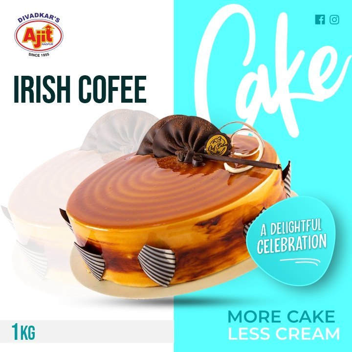 Round Irish Coffee 1kg Cake, For Bakery, Packaging Type: Box