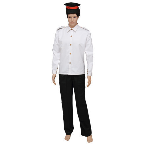 Shirt and Pant White Black Cotton Driver Uniform