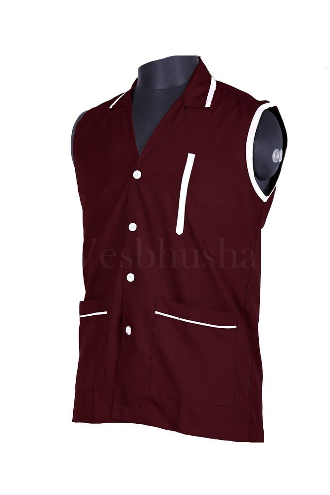 Vesbhusha Men Maroon Housekeeping Coat, For Hotel & Resort