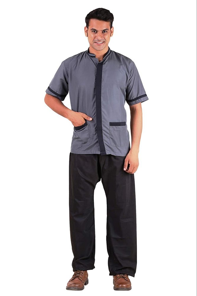 Grey Plain Hotel Uniform Shirts, Size: Small