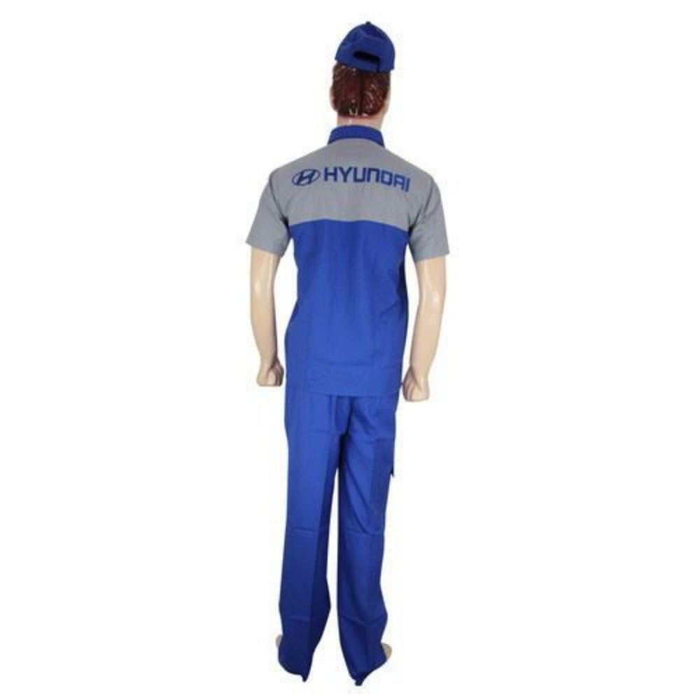 Blue and Gray Men Hyundai Automobile Technician Uniform, Size: Medium