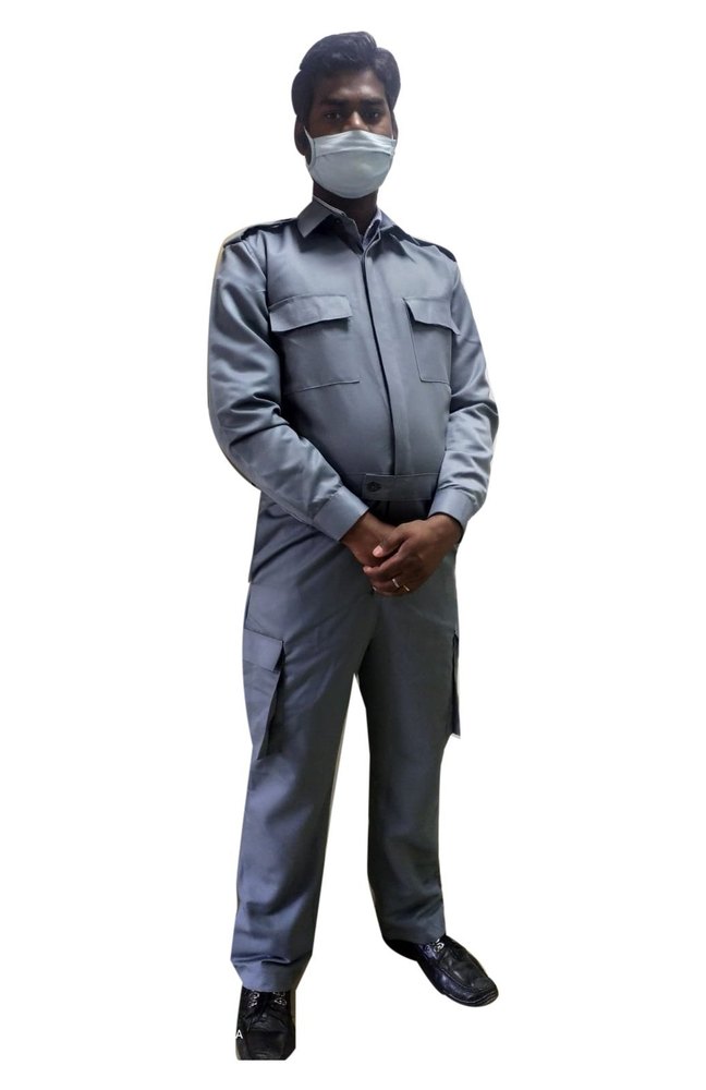 Light Blue Polyester Industrial Dangri Suit