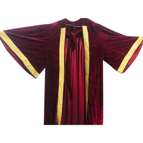 Maroon And Golden Cotton Masters Graduation Gown