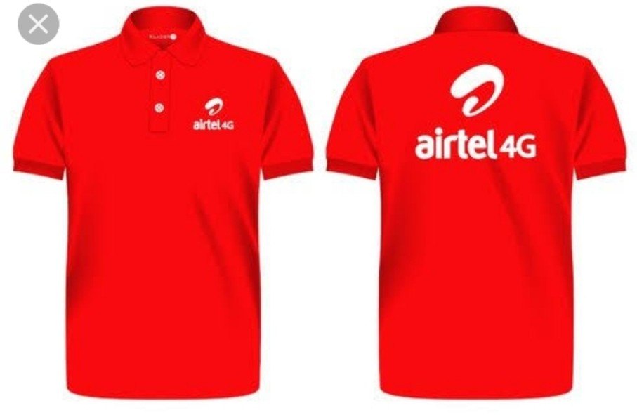 Collar Red Airtel Logo T Shirt, Half Sleeves, Printed