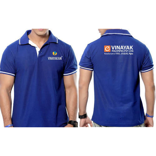 Printed Blue Men Corporate T Shirt