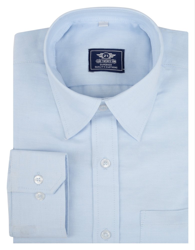 Plain Collar Neck Men\'s Sky Blue Corporate Oxford Cotton Shirt, Machine Wash, Size: Xs - Xxl