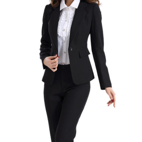 Black & White Cotton Ladies Corporate Uniform, Size: Medium