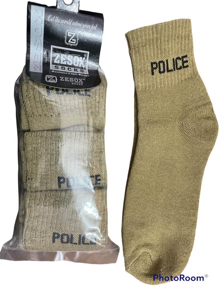 Zesox Beige Mens Police Uniform Cotton Socks