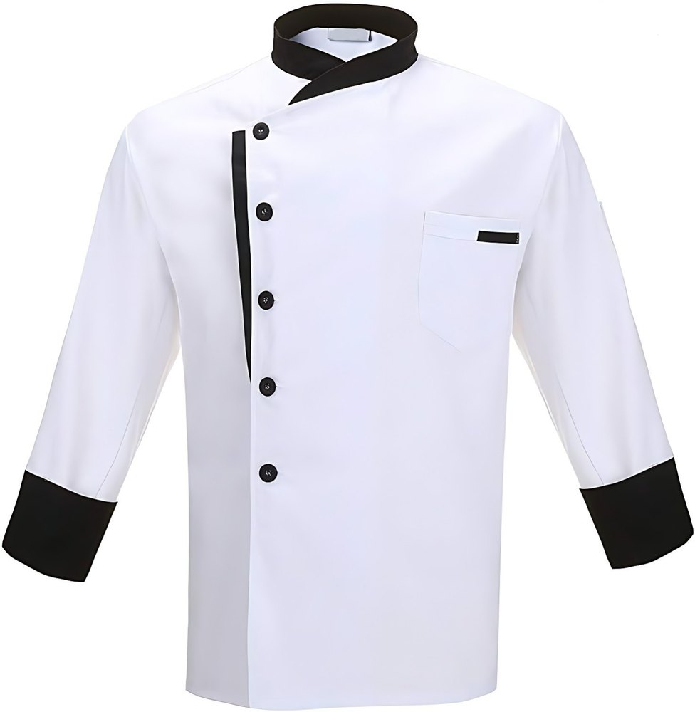 White and Black Unisex Cotton Chef Coat, For Hotel