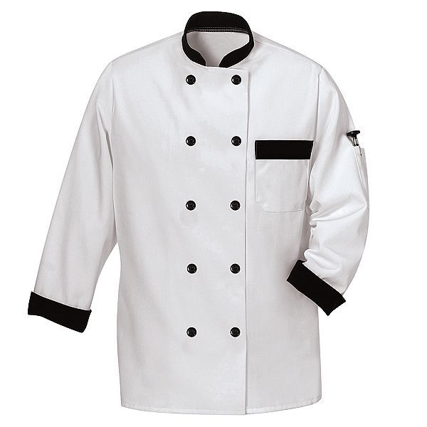 White and Black Cotton Chef Coat