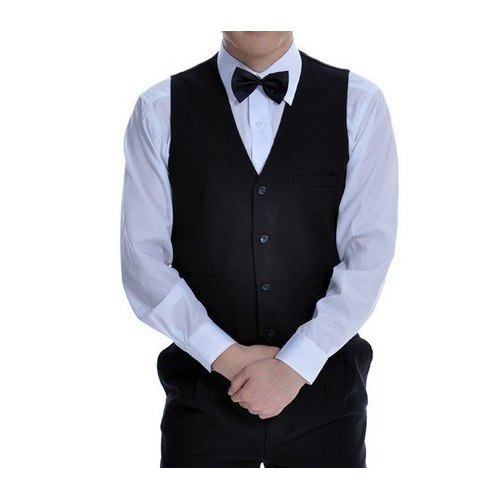 Men Black & White Waiter Uniform, Size: Medium