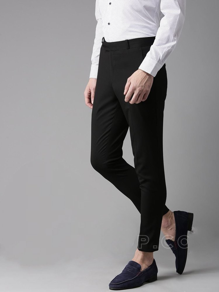 Pleated Solid Waiter Black Pant