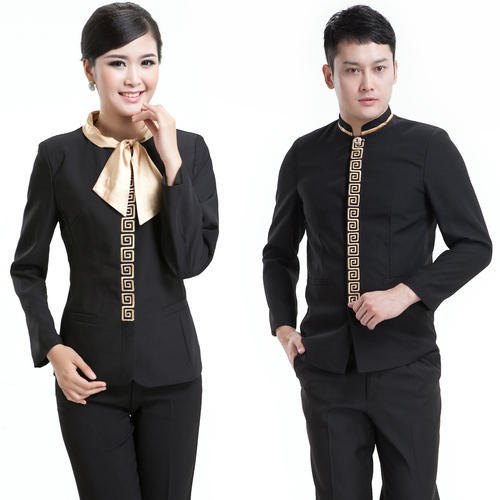 Black Polyester Waiter Hotel Uniform