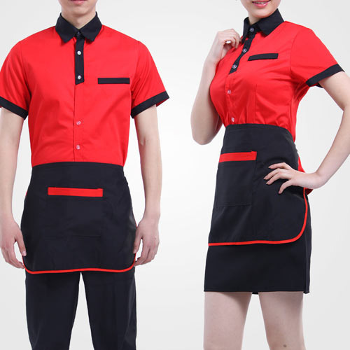 Cotton Red and Black Restaurant Uniform