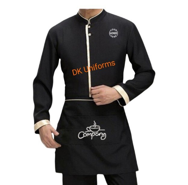 Cotton Black Waiter Service Uniform