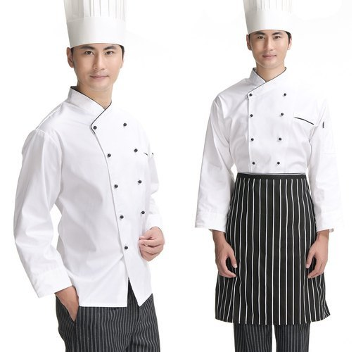 White Cotton Chef Uniform, Size: L