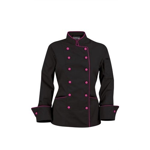 Cotton Women Woman Black Chef Coat, For Restaurant