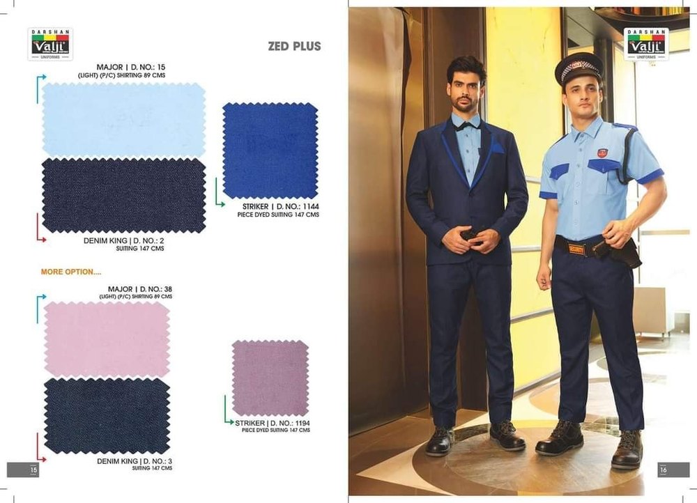 Cotton Blue White & Black Security Guard Uniforms