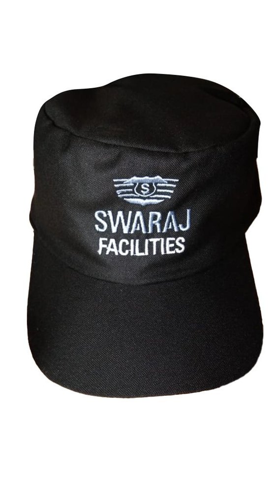 Cotton Black Security Guard Cap, Size: Free Size