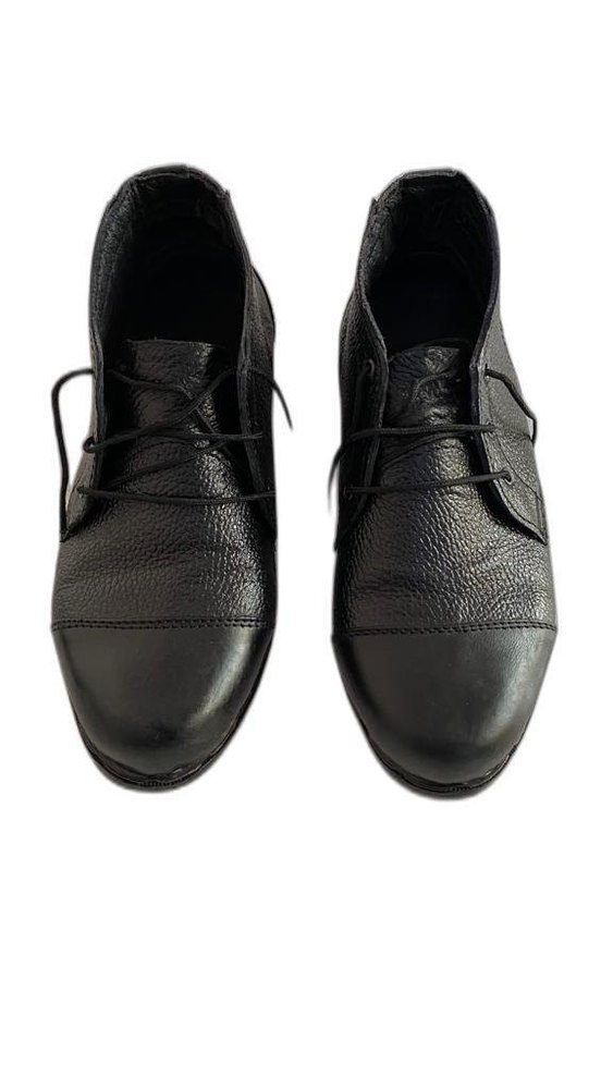 Black Unisex Security Guard Leather Shoes, Size: XL