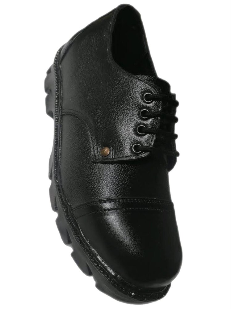 Leather Black Security Guard Safety Shoes, Size: 6