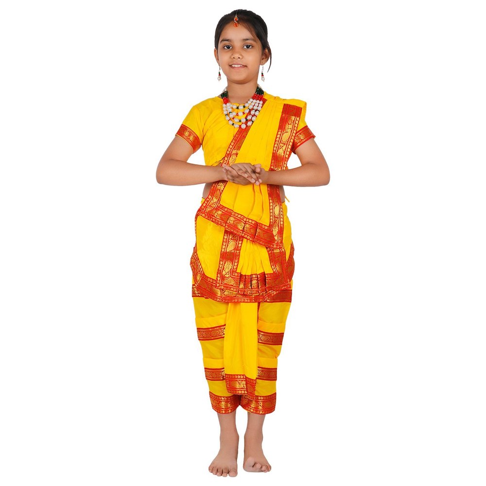 Yellow Plain Classical Bharatanatyam Costumes, Size: 2-21 Years