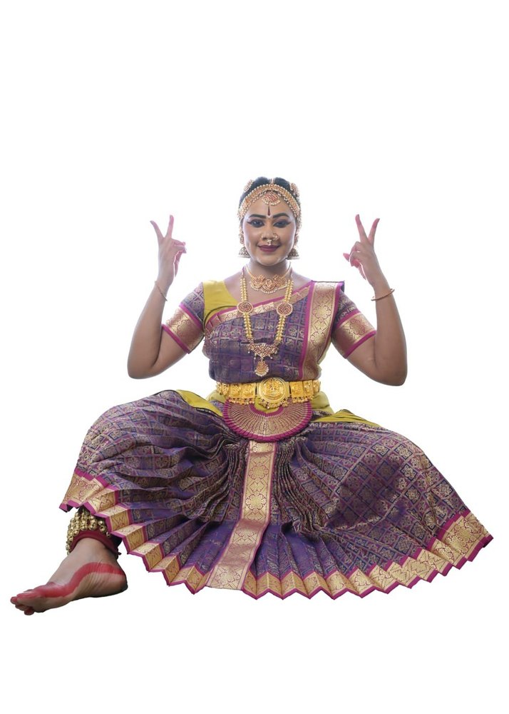 Bharatanatyam Multicolor Bharatnatyam Dance Costume, Size: 32 - 40