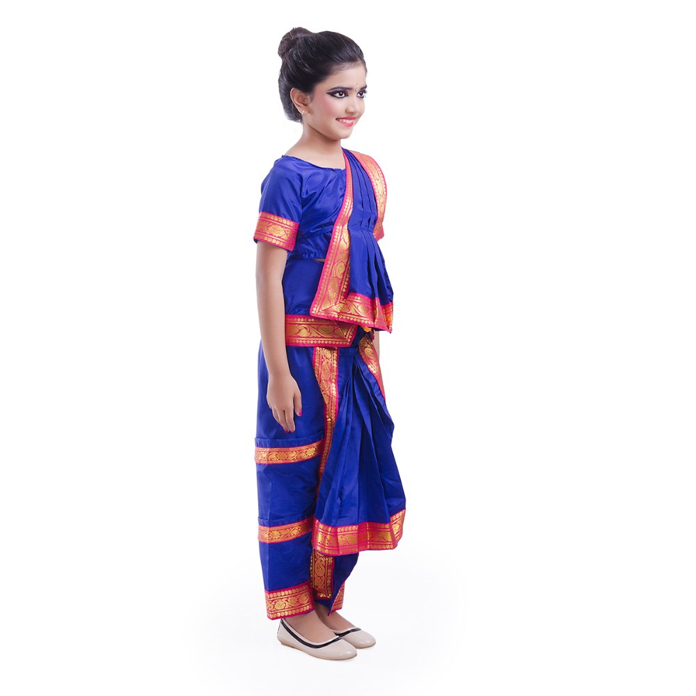 Cotton Blue Female Bharatanatyam Costumes