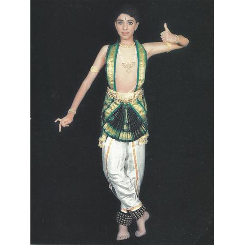 Green And White Nylon Bharatanatyam Costume