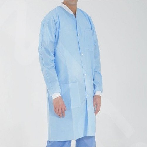 Blue Non Woven Disposable Lab Coat, Size: M, L