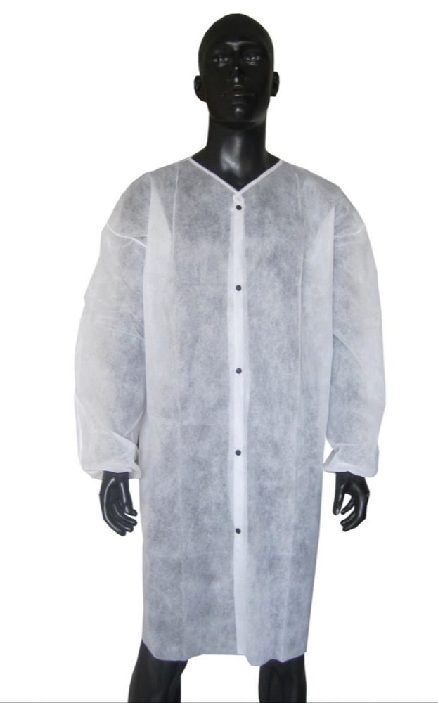 White V Neck Disposable Non Woven Lab Coat