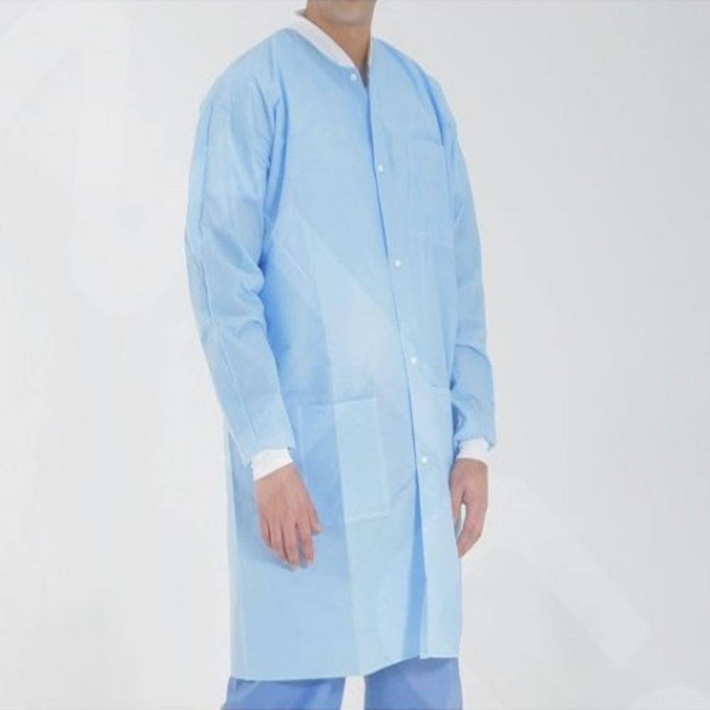 Nonwoven Collar Disposable Lab Coats Blue