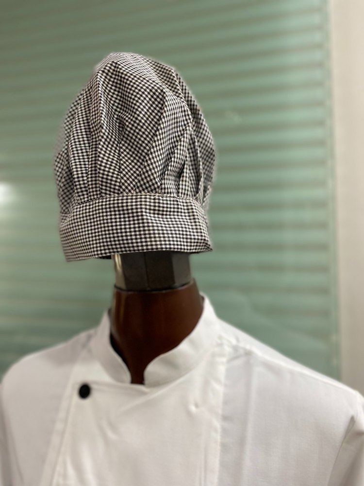 Unisex Poly Cotton Check Baker Chef Cap, For Hotel, Machine wash