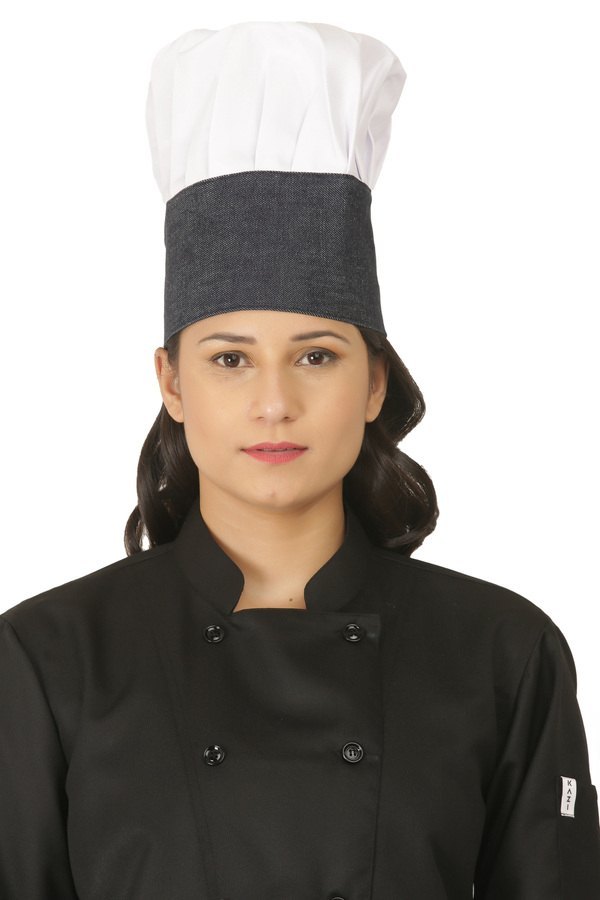 Unisex Cotton Hotel White And Grey Chef Cap, Handwash