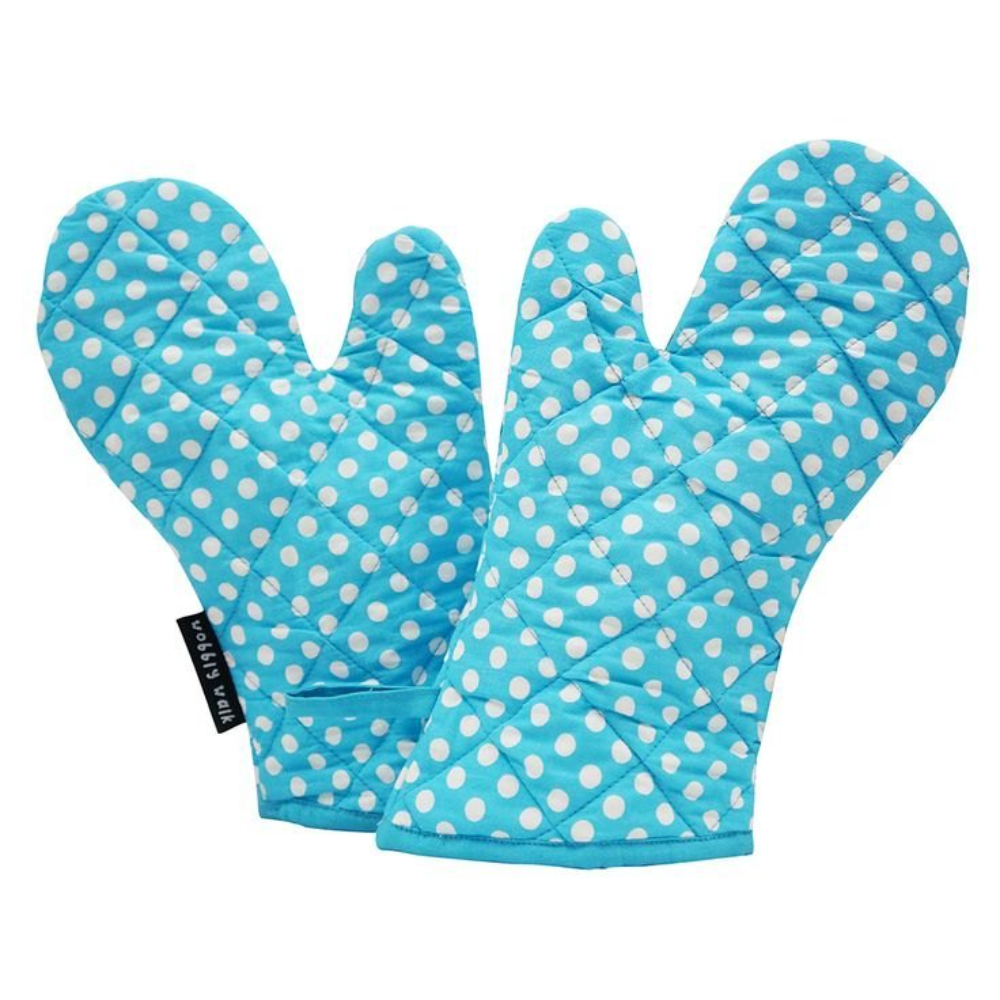 Printed Unisex Sky Blue Cotton Oven Mitt, For Hotel and Restaurants