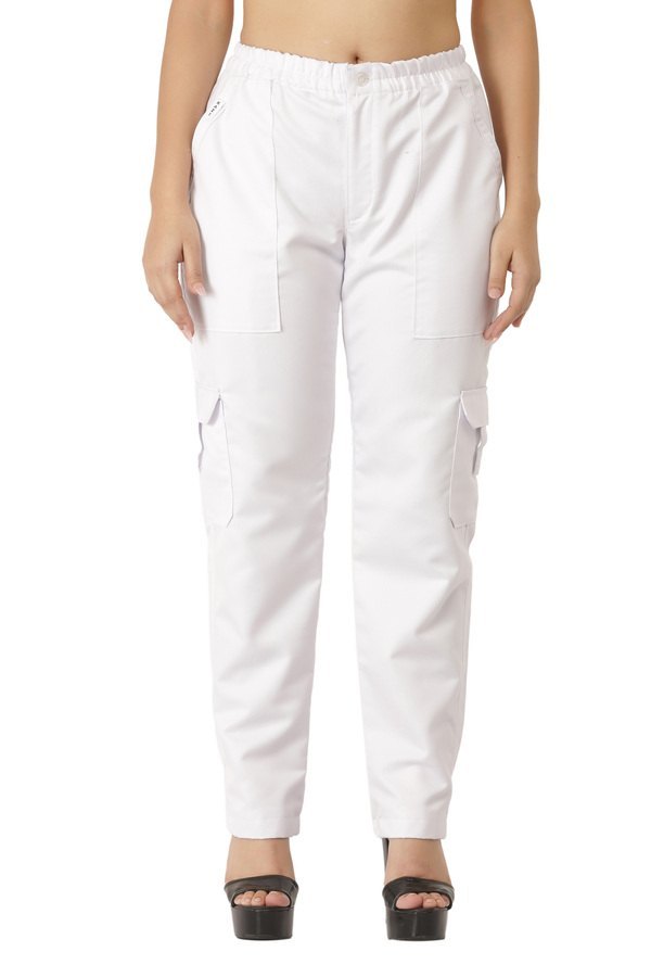 Women White Chef Pant, Handwash, Size: Medium