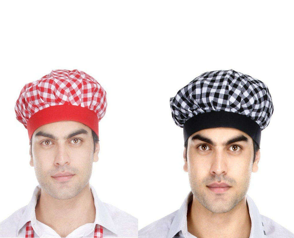 Unisex Cotton Check Chef Hat, For Hotel/Restaurants, Handwash