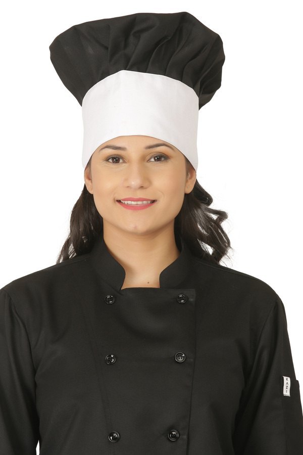 Unisex Cotton Hotel Black and White Chef Cap, For Restaurants, Handwash