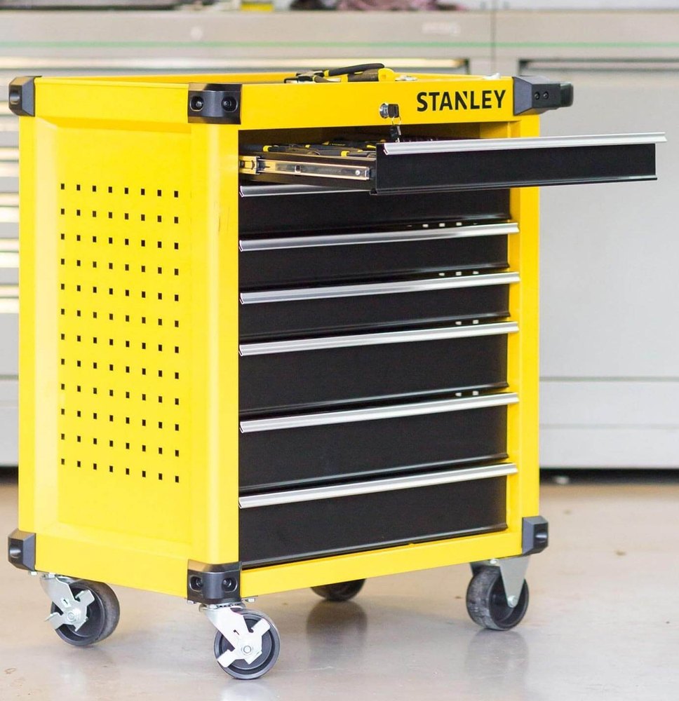 Yellow Roller Tool Cabinet 7 Drawer Tools Trolley, Size: 680 X 459 X 900 Mm