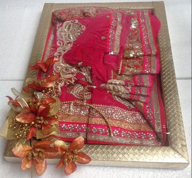 Golden Plastic Wedding Saree Packing