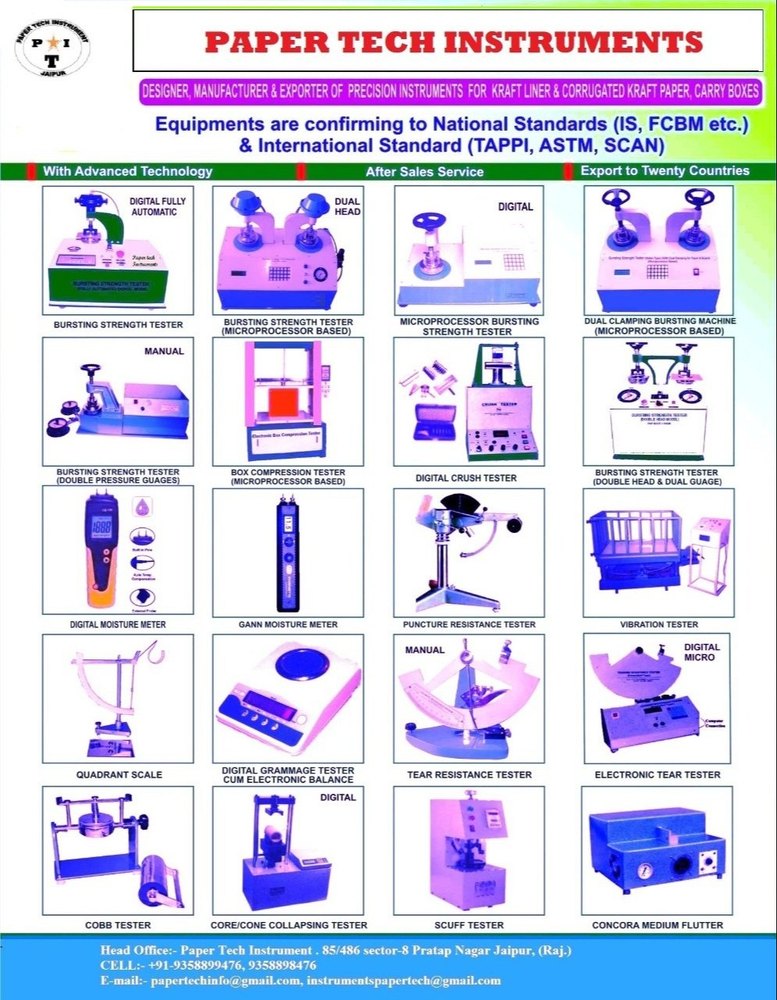 Paper, Packaging & Corrugation Lab Testing Calibration Services