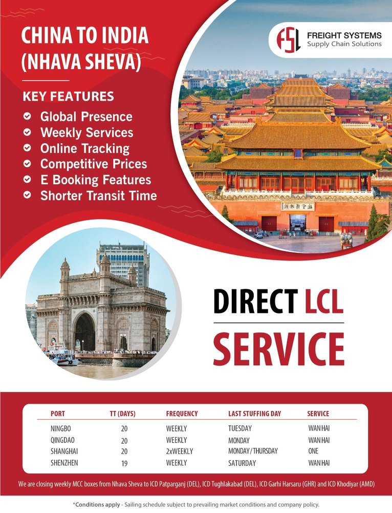 Direct LCL Service - China to India