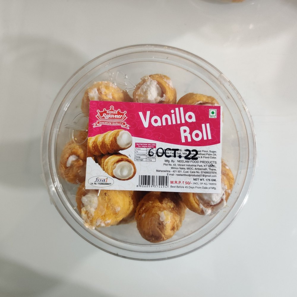 175gm Organic Shree Rajaveer Vanilla Roll, Packaging Type: Container