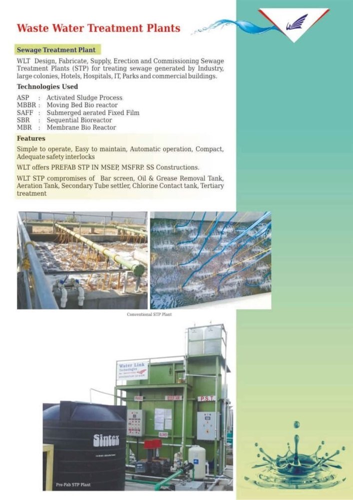 Industrial Effluent Mixed Bed Bio Reactor Waste Water Treatment Plant, 1000 m3/hour, 2m To 30 M