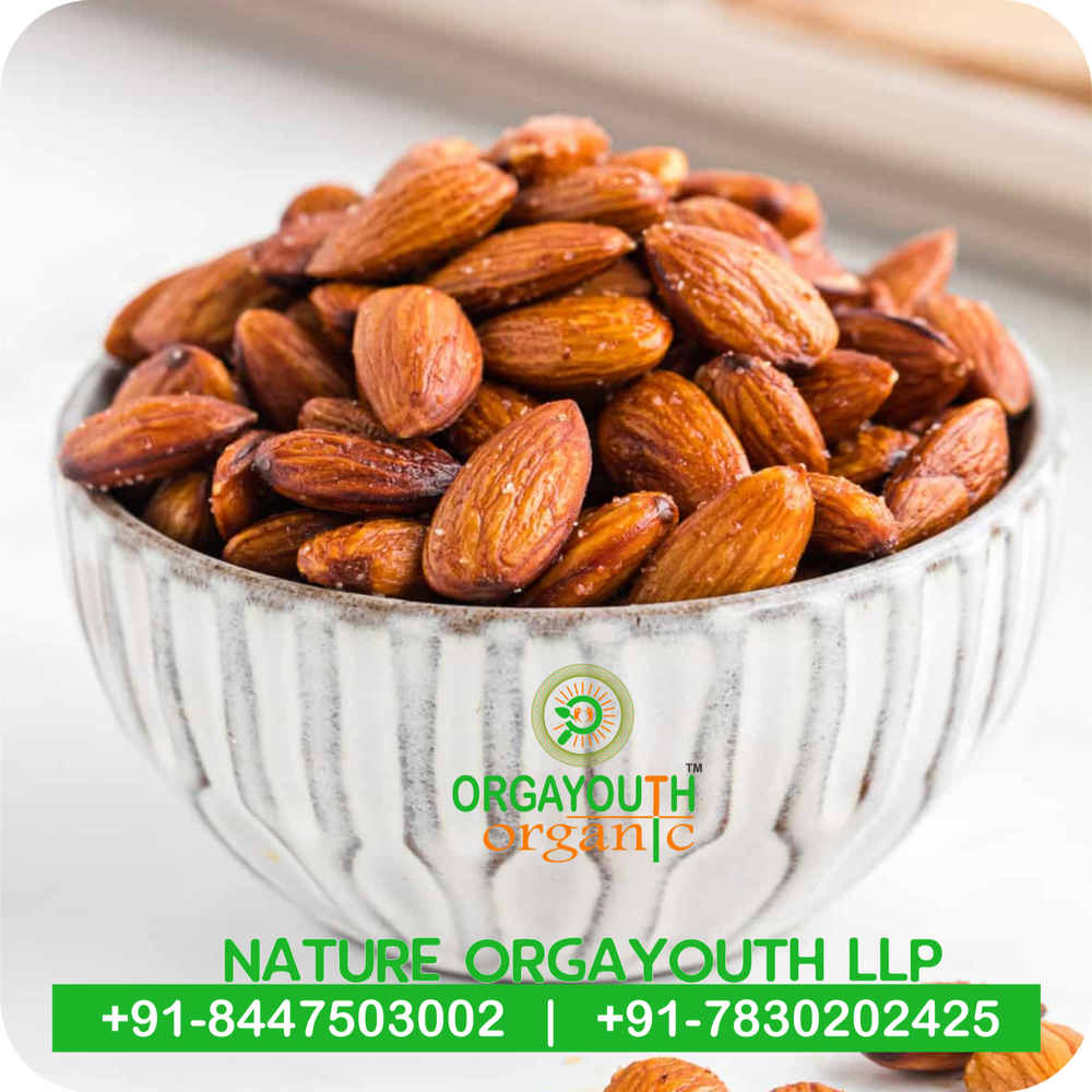 Whole Salty Certified Organic Roasted Almonds / Roasted Badam, Packaging Type: Bags