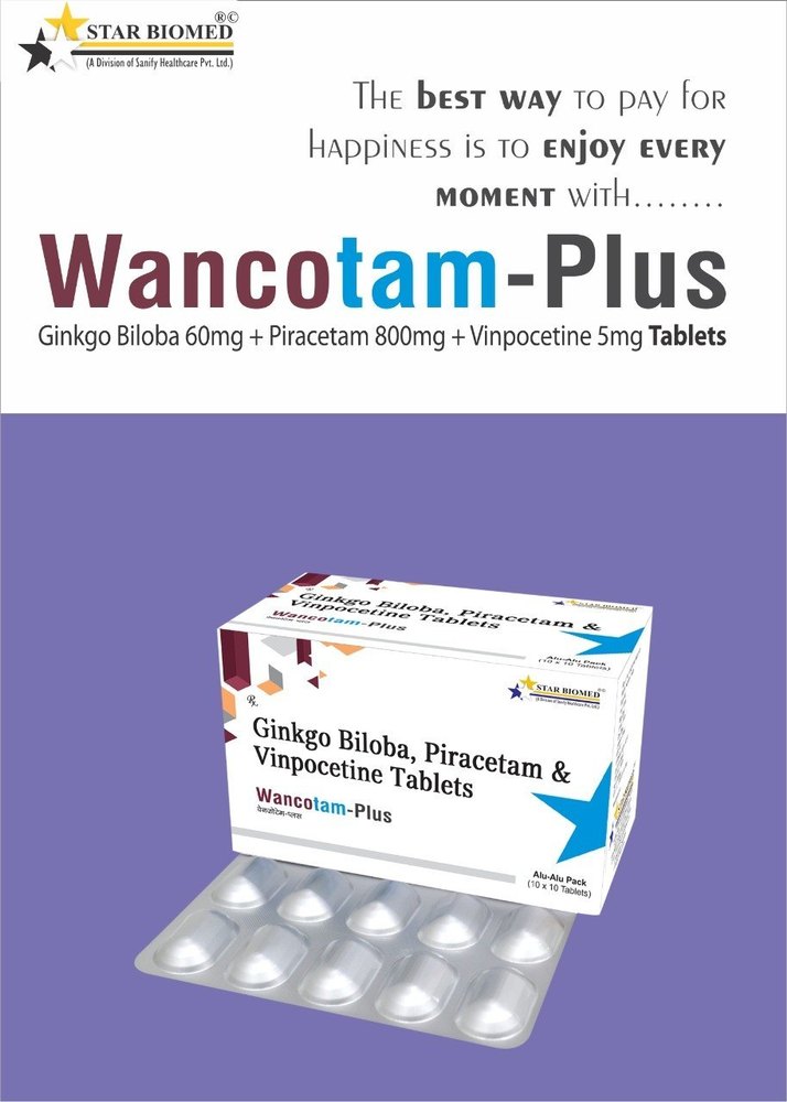 Ginkgo 60mg + Piracetam 800mg + Vinpocetine 5mg, Packaging Type: Alu Alu