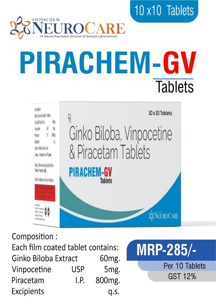 Ginkgo Biloba 60MG Piracetam 800MG Vinpocetine 5MG Tab